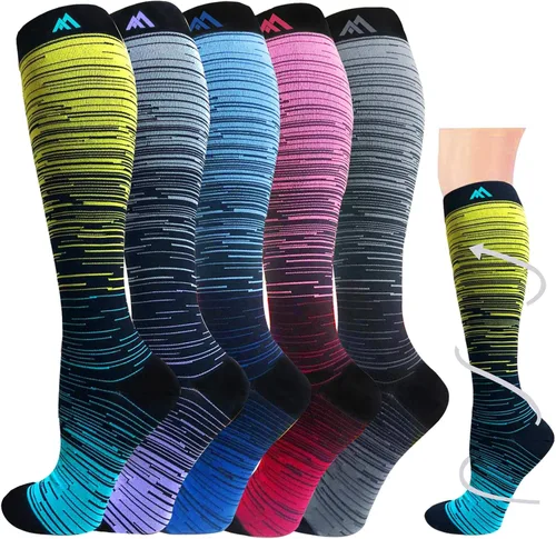 Hi Clasmix - Calcetines de compresión graduados para mujeres y hombres, comodidad de pantorrilla ancha, lo mejor para circulación, embarazo, medios