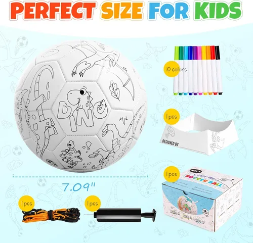 Miniatura 5 de Pinte su propio balón de fútbol con marcadores, kits de manualidades para niños pequeños, regalos de fútbol para niños y niñas, tamaño 3, juguetes