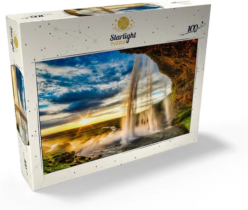 Miniatura 2 de MyPuzzle Seljalandsfoss Waterfall At Sunset Iceland - Rompecabezas prémium de 100 piezas para adultos