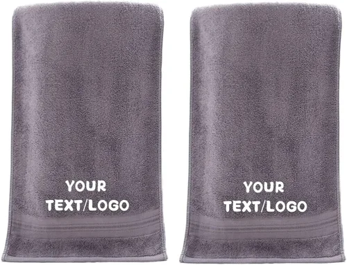 Juego de 2 toallas bordadas personalizadas, juego de toallas de baño suaves, toalla bordada como regalo personalizado para deportes, fitness, viajes