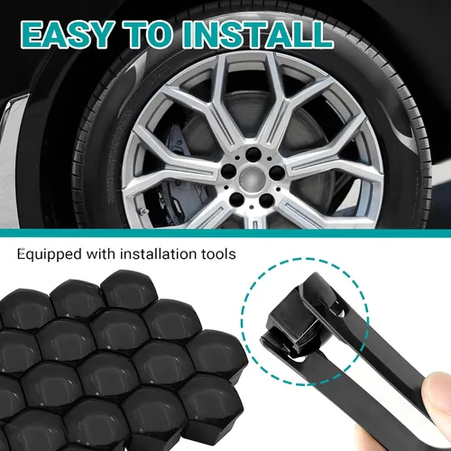 Miniatura 7 de 20 fundas para tuercas de rueda de automóvil, cubierta decorativa de pernos de rueda de 0.67 pulgadas con herramienta de extracción, tapas