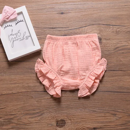 Miniatura 5 de Conjunto de 3 piezas de pantalones cortos para recién nacidos, para bebés, niñas y niños, mezcla de lino y algodón, lindos pantalones cortos
