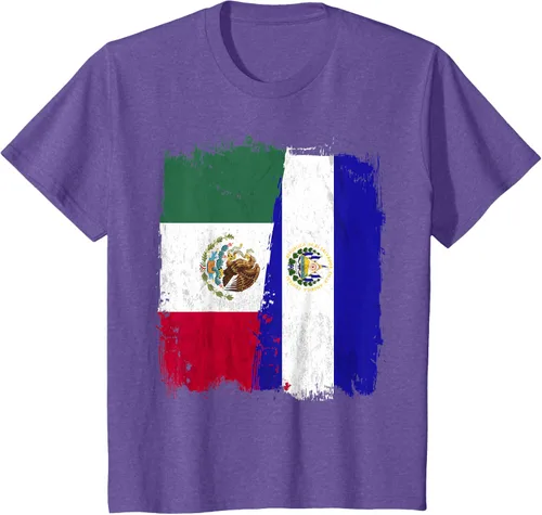 Miniatura 58 de Camiseta con la bandera mexicana de El Salvador con la mitad de la bandera mexicana de El Salvador