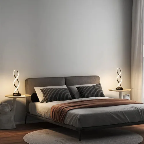 Miniatura 8 de Lámpara de mesa LED moderna, lámparas de mesa en espiral regulables para dormitorio, 3 colores con control táctil, lámpara de mesita de noche con 1