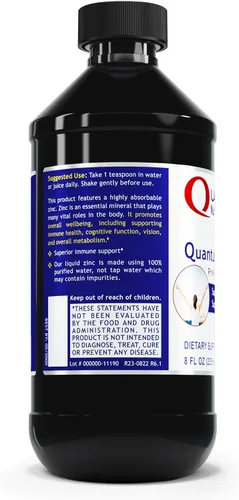 Miniatura 3 de Quantum Nutrition Labs - Gotas de suplemento de zinc líquido, tintura de sulfato de zinc para adultos, 25 mg por porción, función metabólica y apoyo
