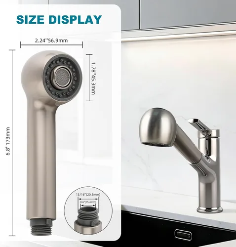 Miniatura 3 de Reemplazo de cabezal de grifo de cocina extraíble, cabezal rociador de fregadero de 2 funciones, conector de rosca macho G1/2 o 13/16 pulgadas