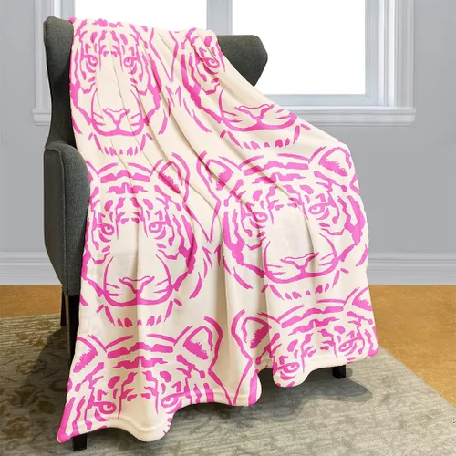 Miniatura 2 de SXCHEN Mantas de felpa para sofá cama de 60 x 80 pulgadas, diseño de tigre rosa