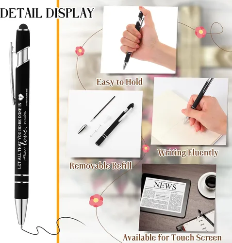 Miniatura 3 de Fuutreo V 50 bolígrafos cristianos de regalo a granel con versículos bíblicos inspiradores, pantalla táctil, escritura positiva, bolígrafos de metal