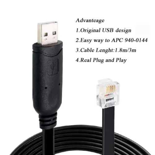 Miniatura 3 de APC 940-0144b - Cable de consola USB a RJ12 para medidor e interruptor APC PDU AP78xx, AP79xx, AP86xx, AP88xx, AP89xx (6 pies/5.9 ft)