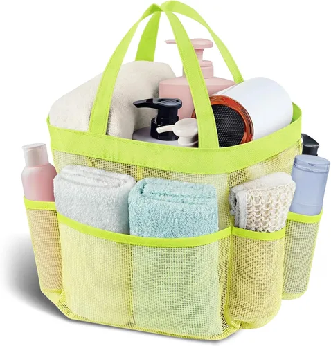 Miniatura 11 de Attmu Organizador de ducha de malla portátil, de secado rápido, bolsa de ducha colgante para dormitorio universitario, artículos esenciales de gran