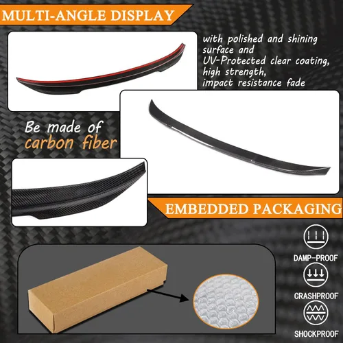 Miniatura 7 de Alerón de maletero de fibra de carbono compatible con BMW G20 Serie 3 2019-2025 y G80 M3, tapa trasera para maletero Highkick Wing Lip 330i 330e