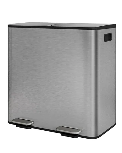 Miniatura 15 de GarveeHome 2 x 10.6 gal Botes de Basura Dobles de Acero Inoxidable con Tapa para Cocina, Combo Grande de Bote de Basura Dual y Reciclaje, Botes