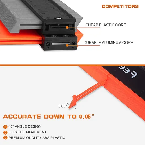 Miniatura 9 de Feeke - Medidor de contorno, duplicador ajustable con cerradura, copia con precisión de forma irregular, trazado de soldadura irregular
