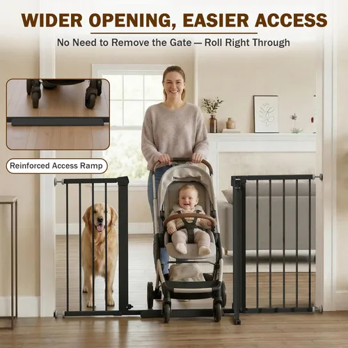 Miniatura 4 de Mumeasy Puerta de bebé extra ancha de 29.7 a 57 pulgadas, puerta grande para perros con cierre automático para puertas, puerta de seguridad