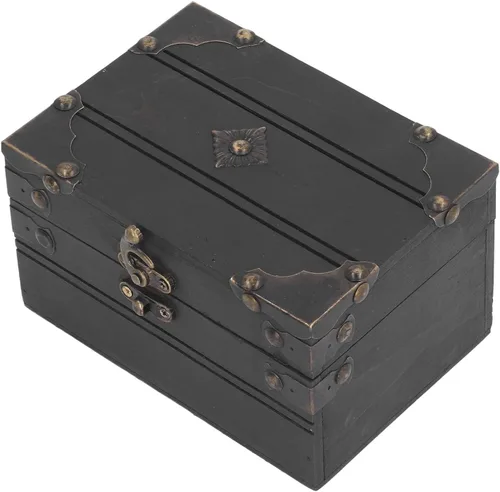 F&Y Joyero retro vintage de madera para guardar el tesoro, organizador de cajas de contenedor, caja de baratijas para niñas, novias y mujeres, color