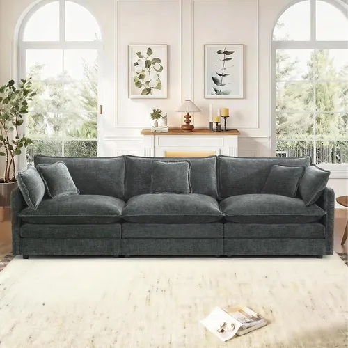 Miniatura 89 de Sofá seccional modular convertible de 76.7", sofás de dos plazas de chenilla con asiento profundo y cojines tipo loveseat para sala de estar, Beige
