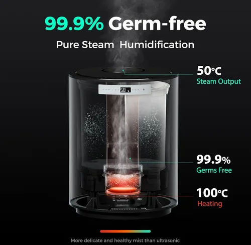 Miniatura 2 de Humidificadores para Habitación Grande, Y&O 10L (2.64Gal) Humidificador de Vapor para Toda la Casa para Plantas, Diseño Sin Filtro, Apagado