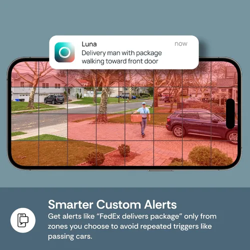 Miniatura 6 de Luna Doorbell Cámara inalámbrica, detección de paquetes y humanos AI, alertas instantáneas, visión nocturna, audio de 2 vías, alimentación por