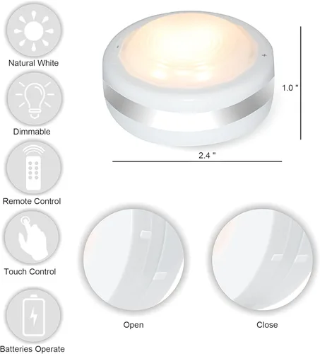 Miniatura 2 de Starxing Luces de disco a pilas con control remoto, luz LED inalámbrica para debajo del armario con control remoto, iluminación debajo del gabinete