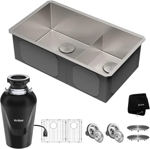 Miniatura 19 de KRAUS Standart PRO KHT300-28 - Fregadero de cocina de acero inoxidable de 28 pulgadas, calibre 16, cuenco individual de 2 agujeros, de acero