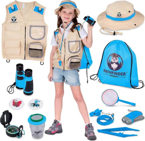 Miniatura 12 de Kit de explorador para niños con chaleco de safari, sombrero y más – Kit de captura de insectos para niños con guía de aventuras y búsqueda