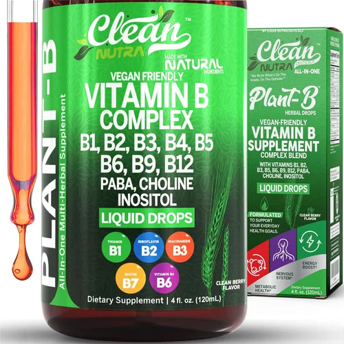 Gotas Líquidas de Complejo de Vitamina B | Tiamina B1, B6, B2, B3, B4, B5, B7 B9, B12, Niacinamida, Paba, Colina Inositol Taurina Probióticos Raíz