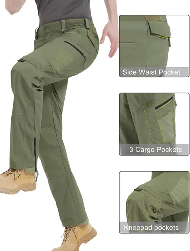 Miniatura 5 de HARD LAND Pantalones tácticos para hombre, pantalones cargo elásticos flexibles resistentes al agua, ligeros, EDC para senderismo, trabajo al aire