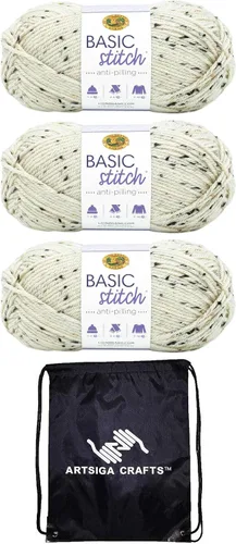 Miniatura 8 de Lion Brand Basic Stitch Hilo Acrílico Anti-Bolitas Ecru 202-098 (3 Madejas - Mismo Lote de Tinte) Worsted Mediano #4 Hilo Acrílico para Crochet