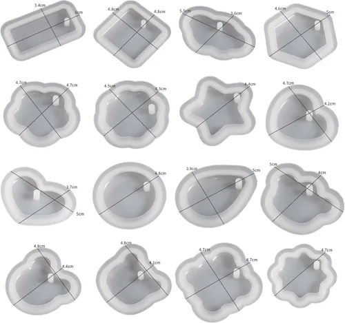 Miniatura 3 de Paquete de 16 moldes para colgantes, moldes rectangulares para aretes, moldes de silicona de fundición de resina para decoración del hogar
