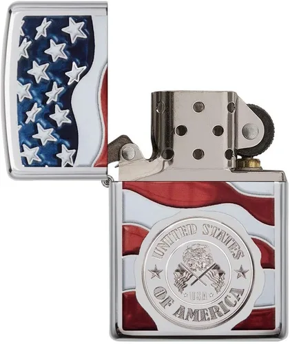 Miniatura 4 de Zippo encendedores con la bandera de EE. UU. plateado