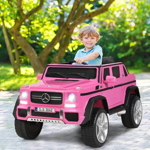 Miniatura 3 de HONEY JOY vehículo eléctrico para paseo con licencia Mercedes-Benz Maybach G650, camión con batería de 12 V, juguetes con luces LED, música, Rosa