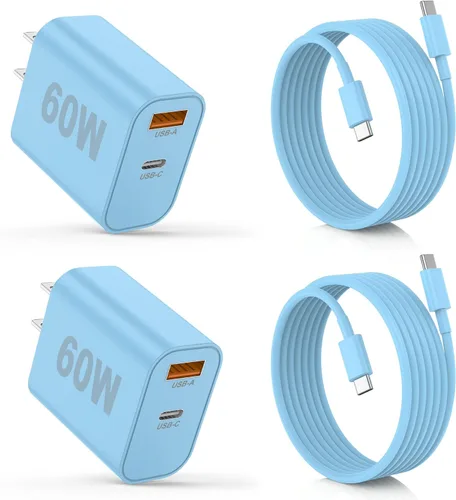 Miniatura 10 de Cargador para iPhone 17/16/15 Pro/Pro Max, cargador de pared USB-C de doble puerto con PD 40 W y carga rápida QC 20 W, cable USB-C de 10 pies