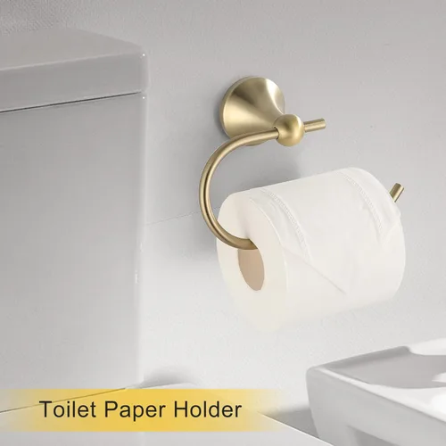 Miniatura 4 de Juego de accesorios de baño dorados de 4 piezas, accesorios de baño dorados cepillados, toallero de 23.6 pulgadas, gancho para toallas, soporte