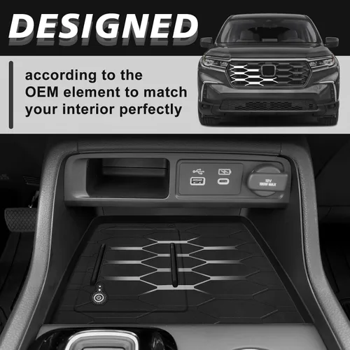 Miniatura 5 de Muslogy Compatible con Honda Pilot 2023-2025/2026 Passport Accesorios de Consola Central Cargador Inalámbrico Alfombrilla Protectora Insertos