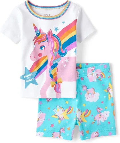 Miniatura 5 de The Children's Place Conjunto de pijama de 2 piezas de camiseta y pantalones cortos de manga corta para bebés y niñas pequeñas, ajuste ceñido, 100%