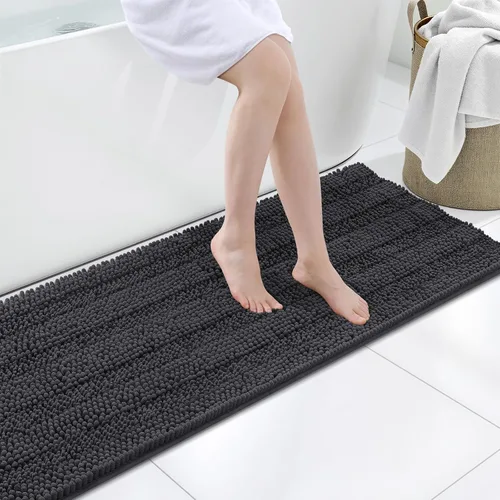 Miniatura 152 de Grandaily Alfombras de baño de felpilla a rayas de 24 x 16 pulgadas, extra gruesas y suaves, absorbentes, parte trasera de goma, alfombra de ducha