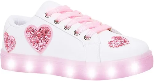 FabKids Zapatos deportivos para niños y niñas, zapatos blancos con cordones para niños pequeños y grandes