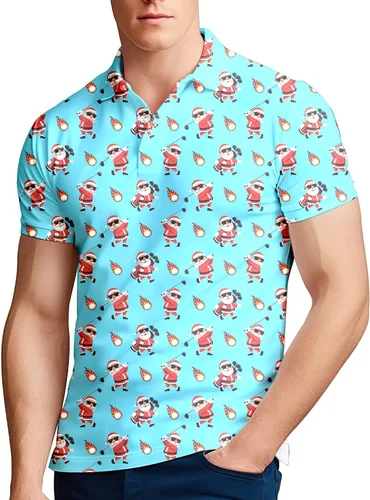 Miniatura 58 de Camisa de golf de los años 80 para hombre, ajuste seco, manga corta, estampada, divertidas, camisas de golf de los años 90 para hombre