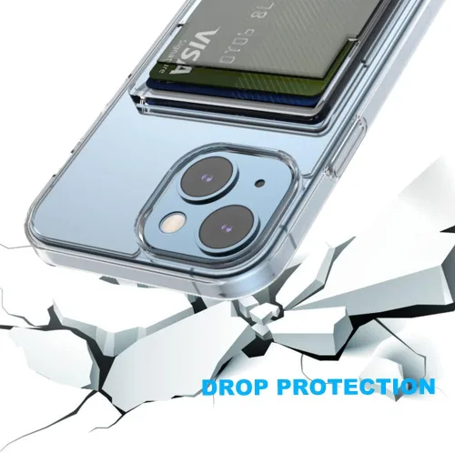 Miniatura 5 de 【Actualización】 Funda tipo cartera transparente para iPhone 13, antiamarilleo, delgada, parachoques de TPU + funda trasera de policarbonato con 2