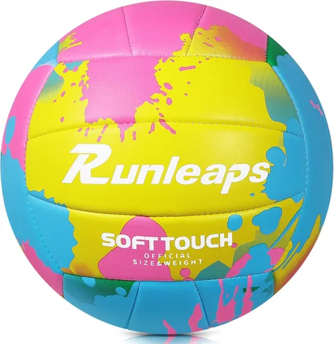 Runleaps Pelota de voleibol de playa, tamaño oficial 5, suave, impermeable, para deportes de arena, pelota de poliuretano para interiores,