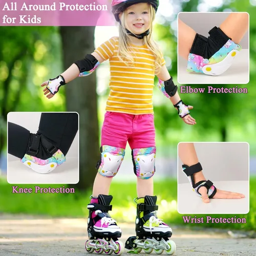 Miniatura 2 de FIODAY Rodilleras para niños, rodilleras para niños pequeños y coderas, muñequeras con bolsa de cordón, juego de equipo de protección ajustable