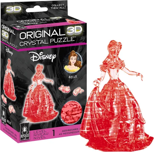 BePuzzled | Rompecabezas de cristal 3D original de Disney Belle, a partir de 12 años