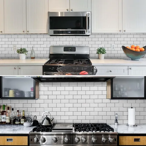 Miniatura 7 de 10 hojas más gruesas para despegar y pegar para cocina, 12 x 12 pulgadas, blanco puro en acabado mate, azulejos de PVC para pared de metro