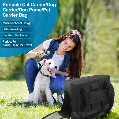Miniatura 6 de Transportador de Gatos, Transportador de Perros, Transportador de Mascotas, Bolso de Perro de Cuero PU Premium Impermeable Plegable de Tela Oxford