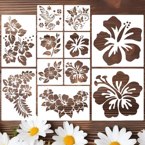 Miniatura 7 de Large Flower Stencils for Painting on Wood 11.8” Fence Flower Stencils for Outdoors Reusable Floral Stencil for Painting on Wall Canvas Fabric