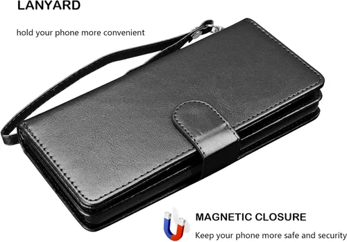 Miniatura 6 de NJJEX Funda para Galaxy Note 8, para Note 8, piel sintética [9 ranuras para tarjetas] Funda con tapa para tarjeta de crédito de identificación Negro