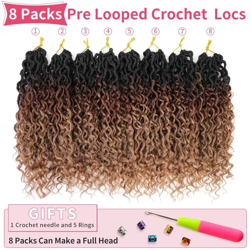 Miniatura 79 de Alicoco Goddess Locs Cabello de Ganchillo 12 Pulgadas 8 Paquetes Rastas Sintéticas de Ganchillo Para Mujeres Rastas Suaves Boho Pre-enrolladas River