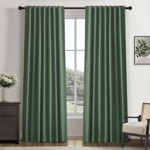 Miniatura 71 de UHITECH - Cortinas opacas beige para sala de estar, cortinas cortas de 35 pulgadas para habitación, cortinas negras para ventanas pequeñas, paneles