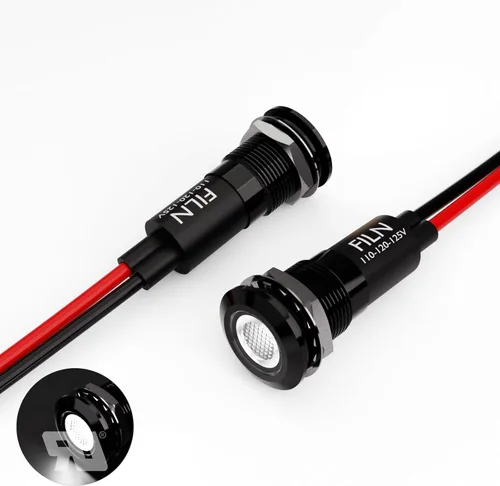 Miniatura 12 de 2 piezas de 12 mm (1/2") Luz indicadora LED blanca, lámpara de señal impermeable de metal, 5 V, 12 V, 24 V, IP67, luz de tablero para piloto