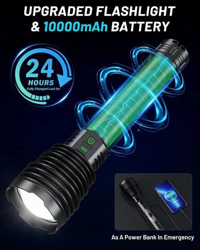 Miniatura 5 de Linternas de 600.000 lúmenes altos, 6 modos con carga rápida, linterna potente recargable súper brillante IP67 impermeable y resistente a los golpes
